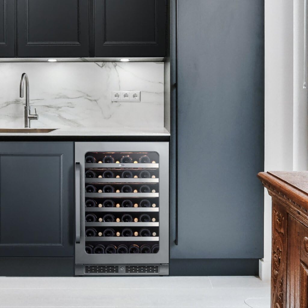 Whynter BSR-054SW 24 inch Built-ln 54 Bottle Undercounter Stainless Steel Wine Fridge with Reversible Door, Digital Control, Lock, and Carbon Filter