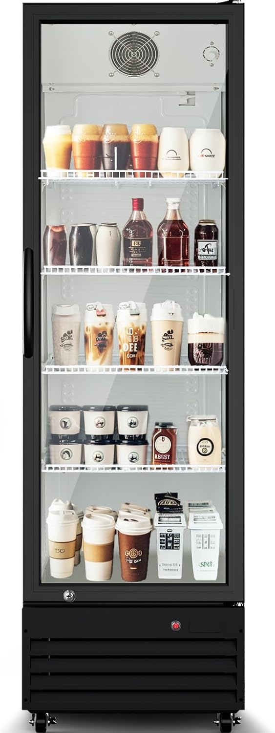 BODEGACOOLER 12.5 Cu.Ft Commercial Beverage Refrigerator with Glass Door,Commercial Drink Refrigerator,Upright Large Display Merchandiser Beverage Bar Cooler with Soft LED Light,Adjustable Shelves