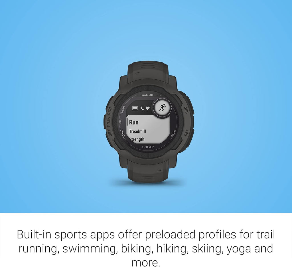 Garmin Instinct 2 Solar, GPS Outdoor Watch, Solar Charging Capabilities, Multi-GNSS Support, Tracbak Routing, Graphite (Renewed)