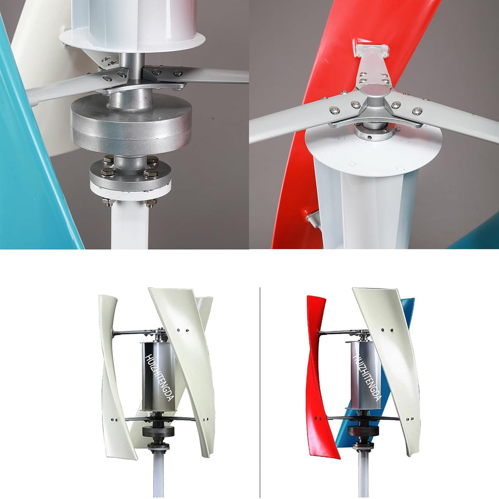 1000W-3000W Vertical Axis Wind Turbine Generator, Low Noise Low Start Wind Speed 12V 24V 48V Windmill Off Grid System with MPPT Charger