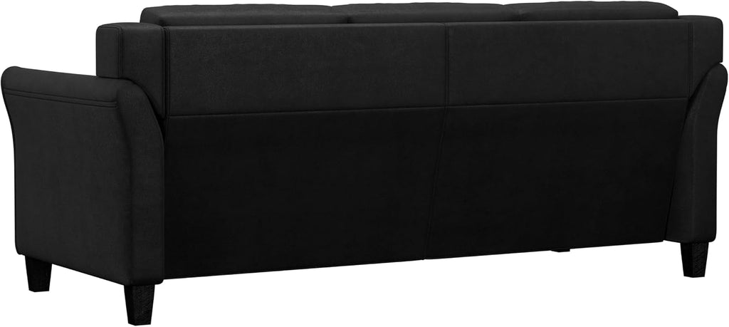 Studio Living Harrington 80.3' Sofa, Transitional Modern, Pocket Coil Comfort, Easy Assembly, Microfiber Fabric, Black