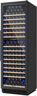 200 Bottle Dual Zone Wine Fridge, 24 Inch Large Wine Cooler Refrigerator Built-In or Freestanding, Tall Wine Cooler with Upgraded Compressor, Temperature Memory, Low Noise and Fast Cooling