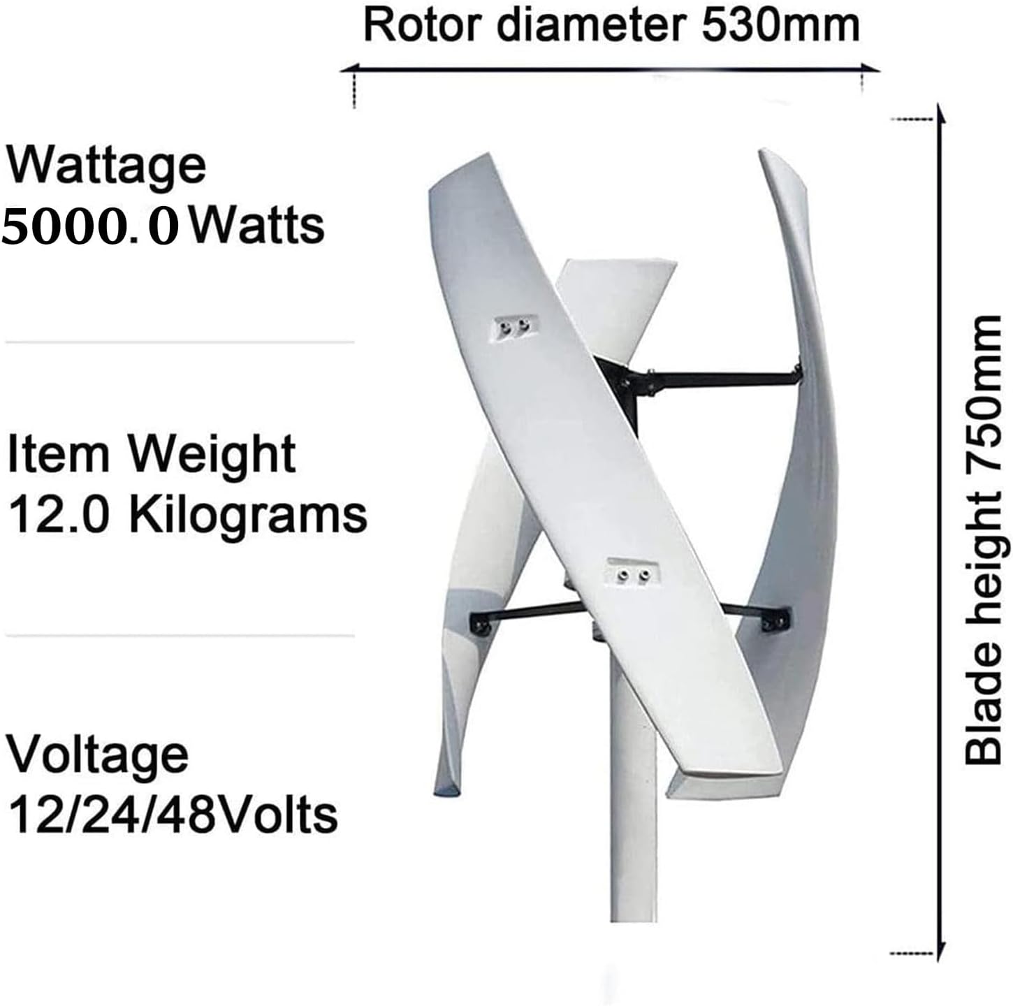 Vertical Axiss Magnetic Levitation Wind Turbine Windmill,Portable Wind Turbine Generator for Terrace,Maintaining a Large Amount of Power,Marine,Motor Home,5000W-24V