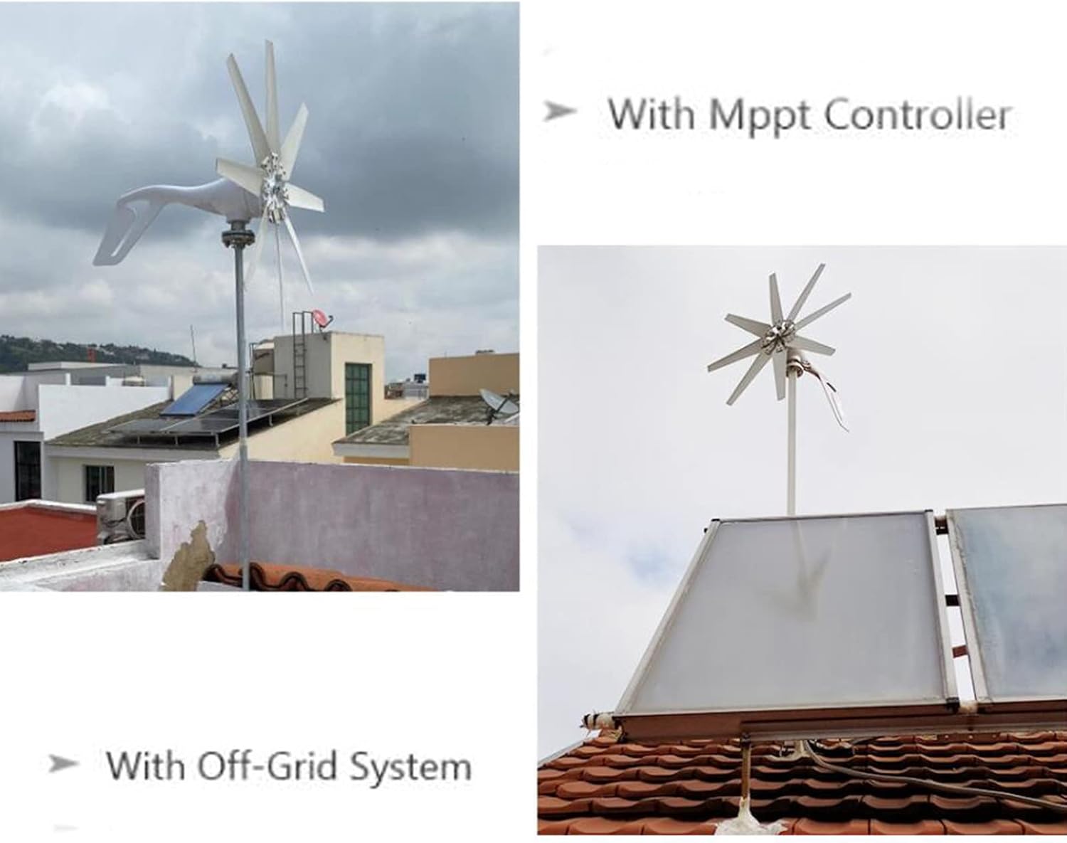 8 Blades Small Wind Generator Home Use, 3000W-6000W with Mpptcharge Controller Windmill RV Yacht Farm Small Wind Generator Home Use