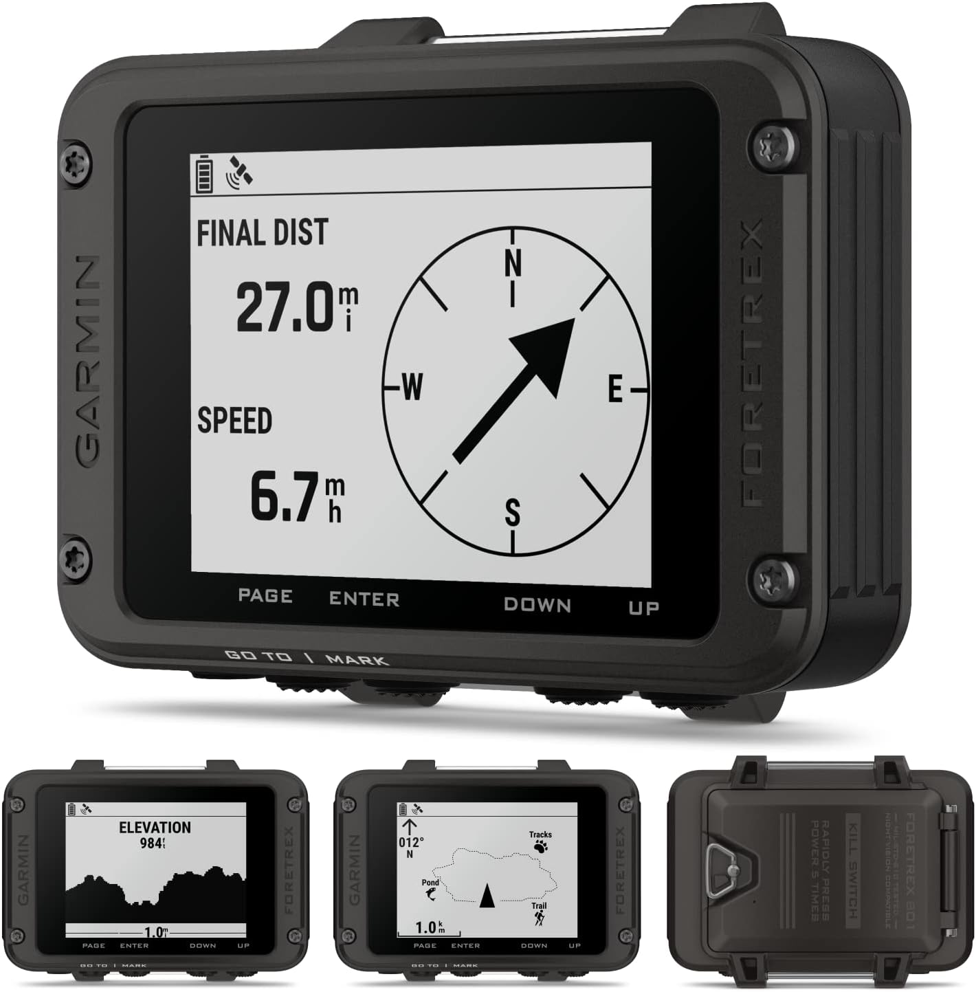 Garmin Foretrex 801 Wrist-Mounted GPS Navigator with Tactical Features, No Strap with Wearable4U E-Bank Bundle