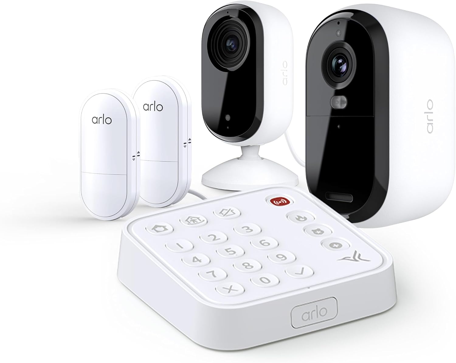 Home Security System - Wired Keypad Sensor Hub, (2) 8-in-1 Sensors, 24/7 Professional Monitoring + Indoor 2K (1 Cam + Outdoor 2K (1 cam) Bundle - No Contract Required, Alarm System for Home Security