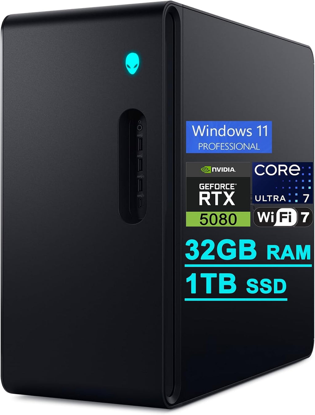 Dell Alienware Aurora ACT1250 Gaming AI Desktop Intel 20-core Ultra 7 265F 32GB RAM 1TB SSD GeForce RTX 5080 GDDR7 (Up to 1801 AI Tops) 240mm Liquid Cooler 1000W PSU 2.5Gb Ethernet Win11Pro