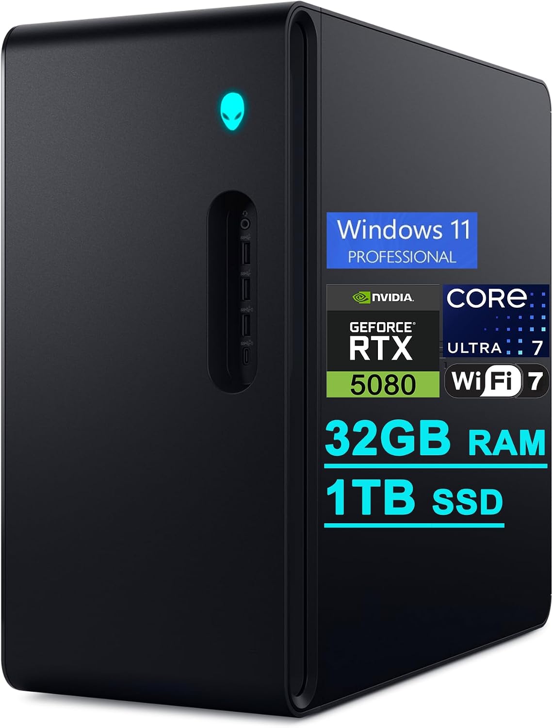 Dell Alienware Aurora ACT1250 Gaming AI Desktop Intel 20-core Ultra 7 265F 32GB RAM 1TB SSD GeForce RTX 5080 GDDR7 (Up to 1801 AI Tops) 240mm Liquid Cooler 1000W PSU 2.5Gb Ethernet Win11Pro