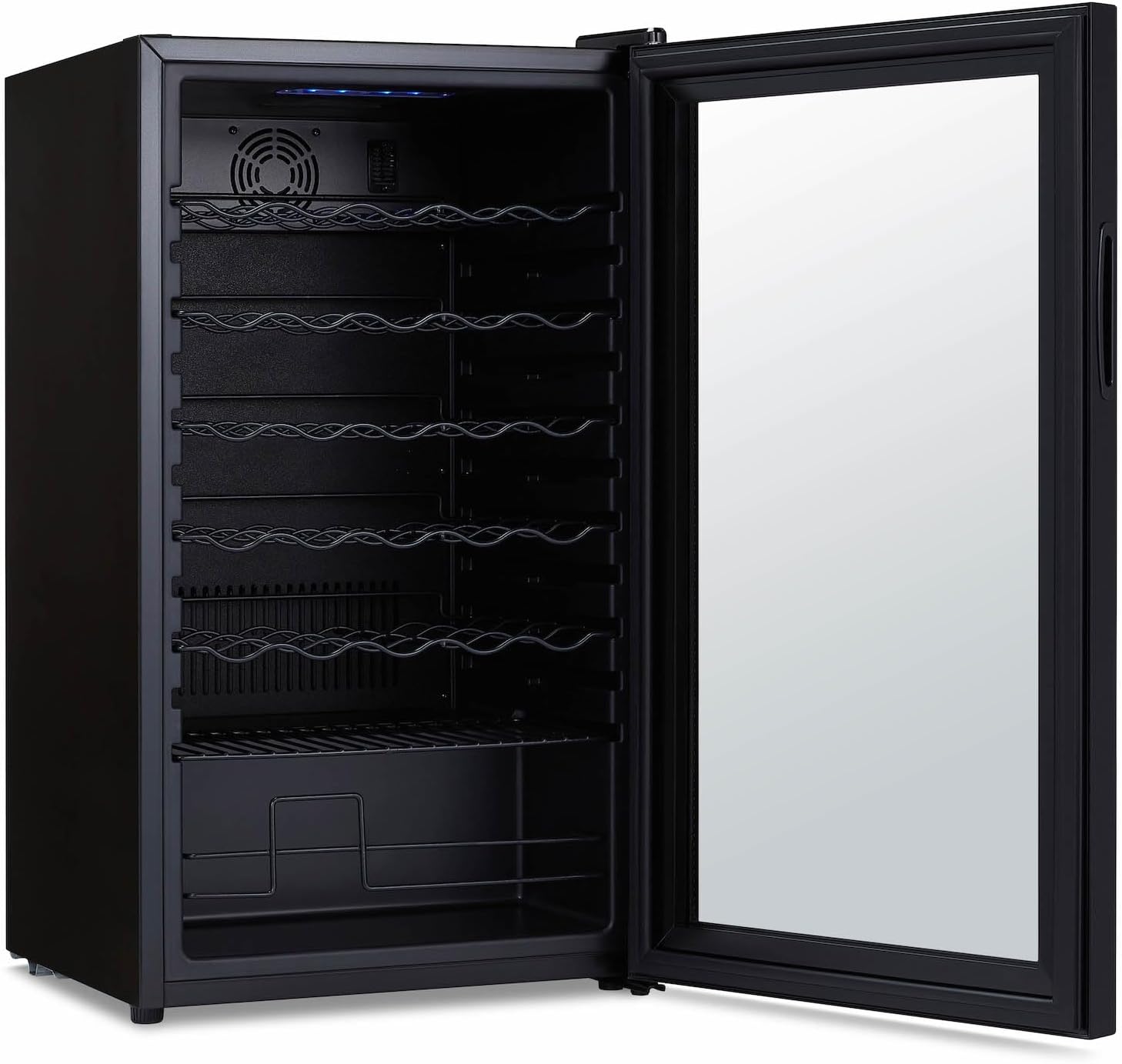 Newair 34 Bottle Wine Cooler Refrigerator | Shadow Series | Freestanding Mirrored Wine and Beverage Fridge with Double-Layer Tempered Glass Door & Compressor Cooling For Reds, Whites, & Sparkling Wine