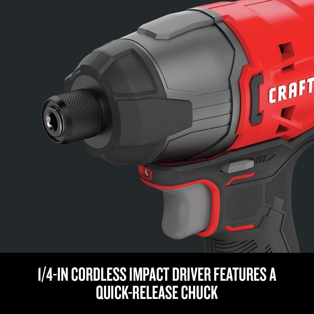 Craftsman CMCK200C2R 20V Variable Speed Lithium-Ion 1/2 in. Cordless Drill Driver and 1/4 in. Impact Driver Combo Kit (1.3 Ah) (Renewed)