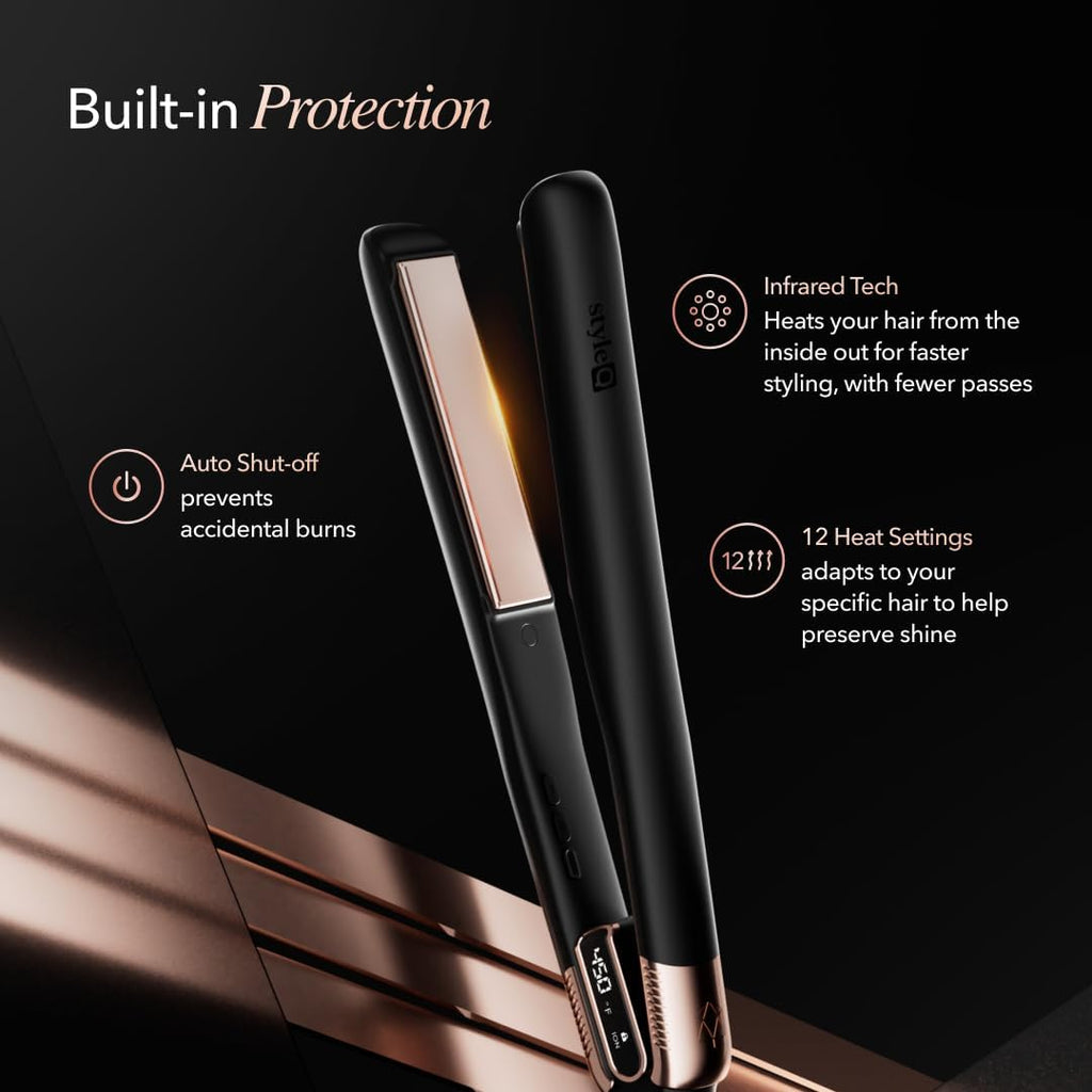 SRILabs StyleQ Flat Iron Hair Straightener — Red Light Therapy, Titanium Plates, Graphene Technology, Negative Ions | 12 Heat Settings | Frizz-Free Results for All Hair Types