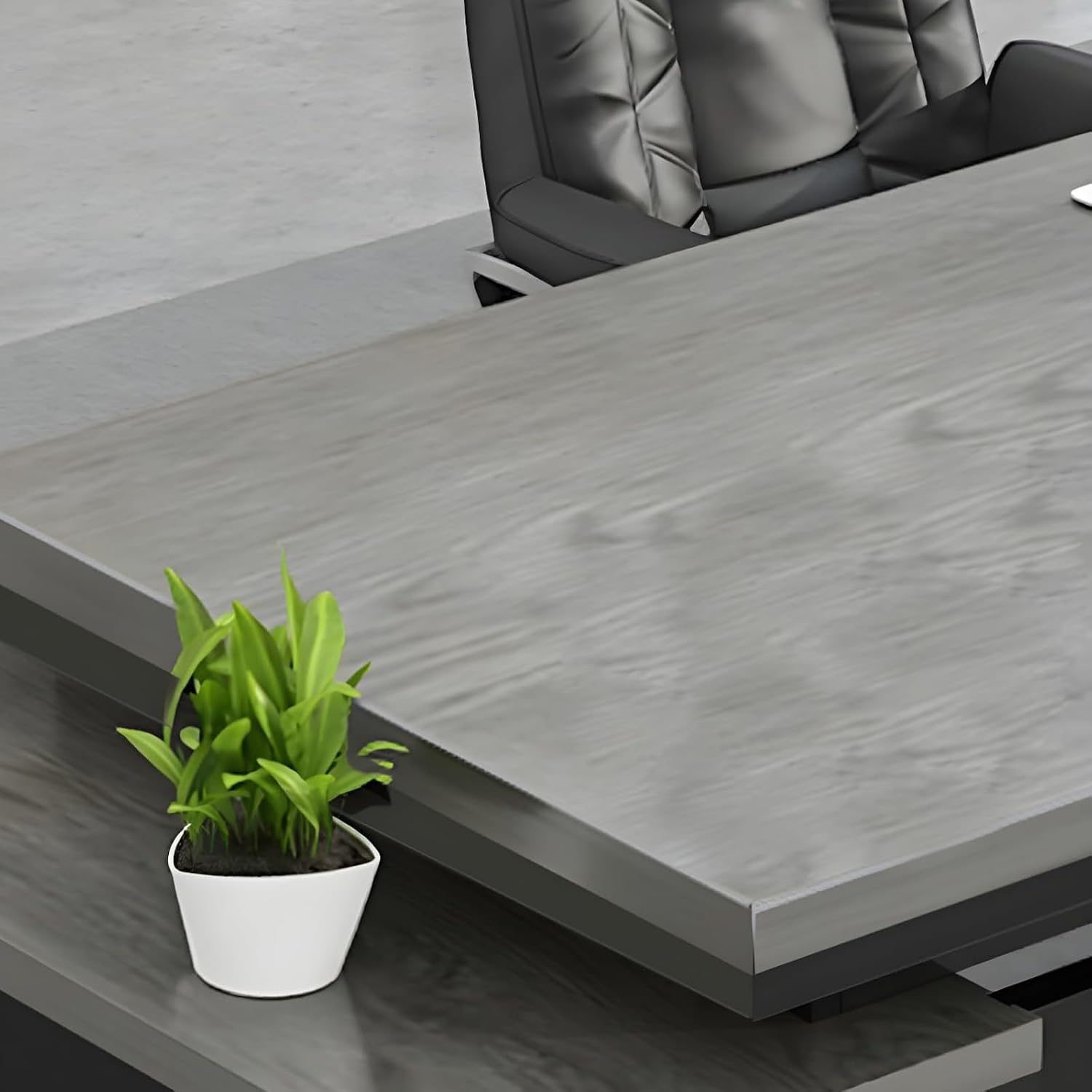 Office Computer Desk L-Shape Home with Wood Base Executive Boss Table, Computer Desk with Drawers and Storage Shelves, U Shaped (Black, 55' L x 24' W x 30' H)