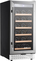 VEVOR YC-100A, 28, Mini Wine Refrigerator with Glass Door, Adjustable Shelves, Digital Temperature Control, Built-in & Freestanding Cooler Fridge for Home, Office, Bar, 32 Bottle, Sliver