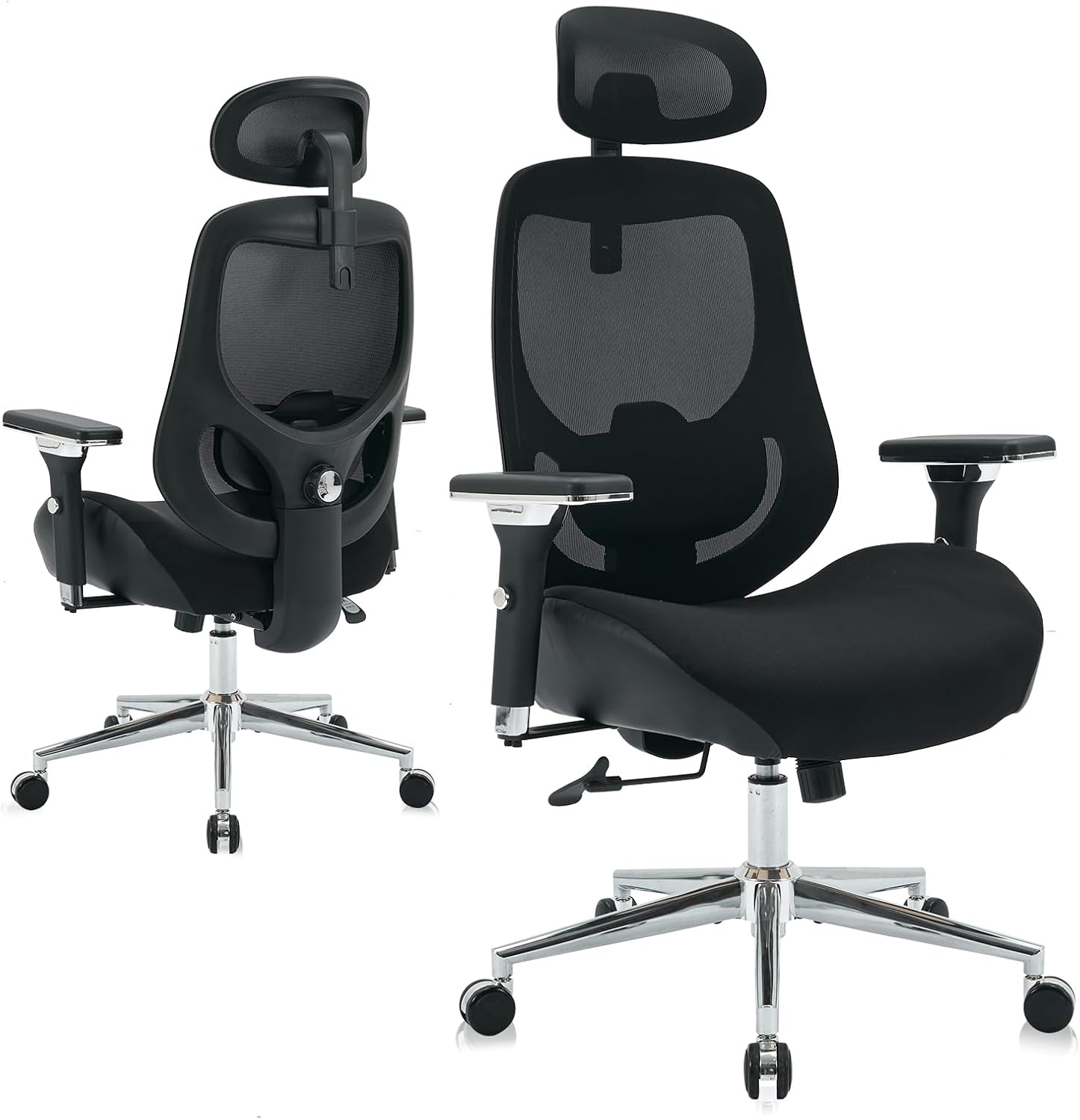 BOSMILLER 700lbs Big and Tall Office Chair with Wide Thick Seat Cushion for Sitting All Day,Ergonomic Mesh Desk Chair with Adjustable Lumbar Support and Headrest for Heavy People,4D Armrests
