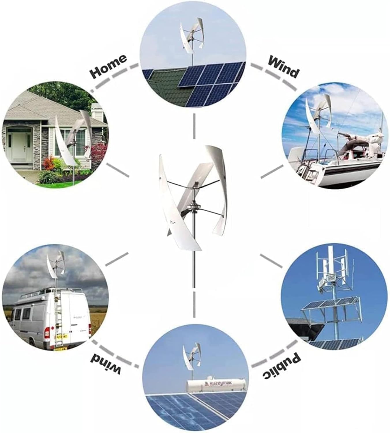 Vertical Wind Turbine Generator Wind Turbine Kit 3000W/8000W 12V 24V 48V 3 Phase AC Permanent Magnet Generator with Controller for Marine RV Home Industrial Energy,8000W-12V