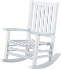 Hupmad Wooden Rocking Chair Outdoor Oversized Porch Rocker Chair,Patio Wooden Rocker with High Back and Armrest,All Weather Rocker Slatted for Backyard,Garden,400 lbs Support,White