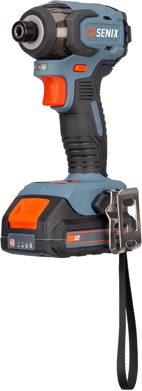 SENIX X2 20 Volt Max* 2-Piece Cordless Power Tool Kit with Battery Powered 1/2-Inch Drill Driver and 1/4-Inch Impact Driver, Includes Storage Bag, 2 2.0 Ah Batteries & Charger (S2K2B2-01)