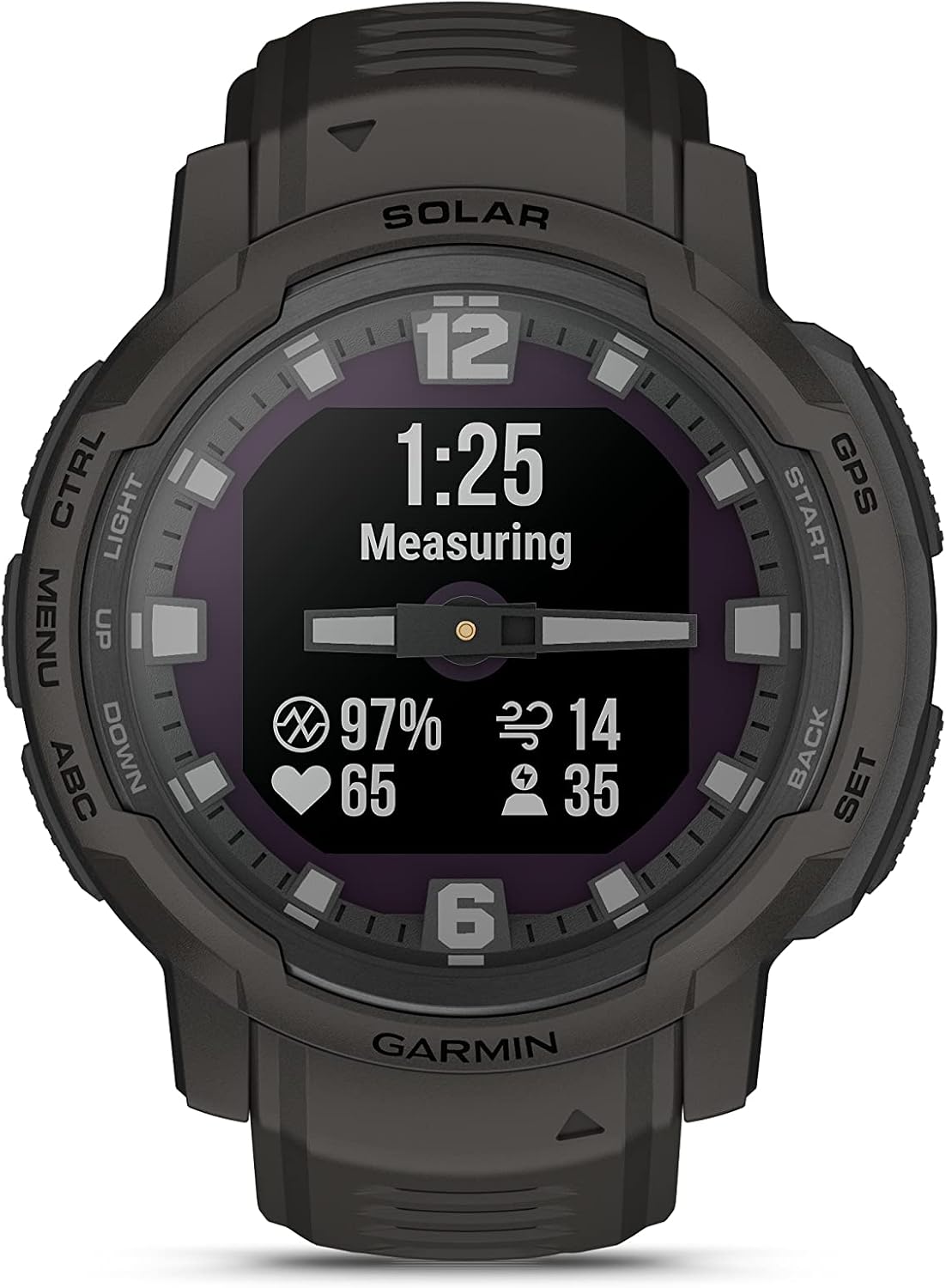 Garmin Instinct Crossover Solar, Rugged Hybrid Multisport GPS Smartwatch, Graphite | Heart Rate Monitor, Analog Hands, Digital Display, Up to 28 Day Battery Life with Signature Series Charging Bundle