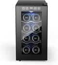 8 Bottle Thermoelectric Wine Fridge, Mini Wine Cooler Refrigerator with LED Touchscreen & Low-E Glass Door, No Vibration Frost-Free Quiet, Countertop/Freestanding, Safety Lock