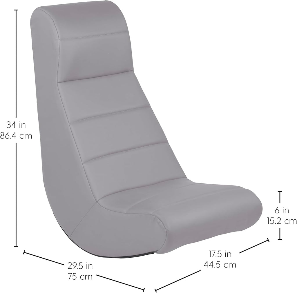 Factory Direct Partners Soft Ergonomic Horizontal Soft Floor Video Rocker - Cushioned Ground Chair Great for Reading, Gaming or Watching TV for Kids, Teens and Adults - Gray, 10489-GY