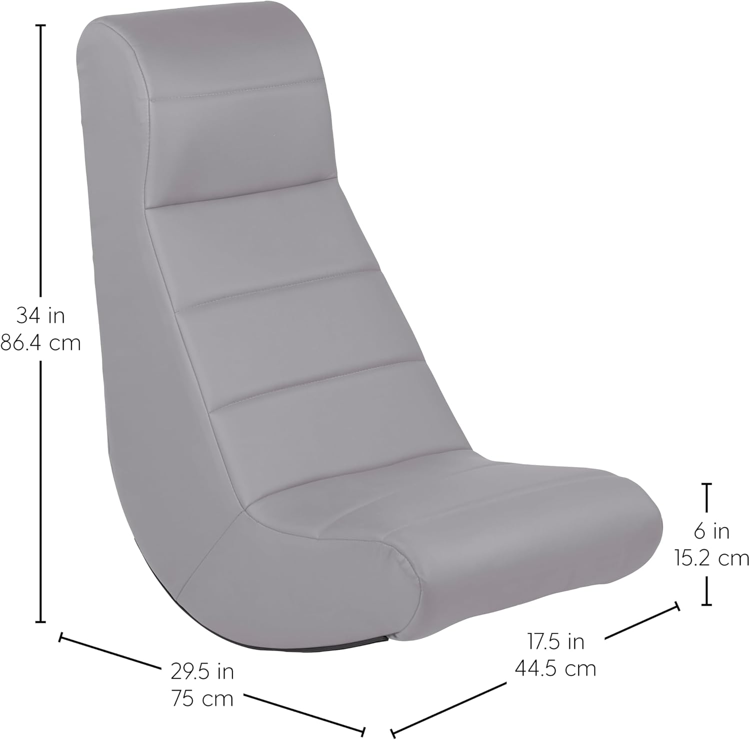 Factory Direct Partners Soft Ergonomic Horizontal Soft Floor Video Rocker - Cushioned Ground Chair Great for Reading, Gaming or Watching TV for Kids, Teens and Adults - Gray, 10489-GY