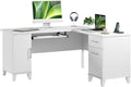 Bush Home 60-Inch L-Shaped Desk with Storage, Corner Computer Office Desk with Drawers and Storage Cabinet, Home Office Furniture, Somerset Collection, White