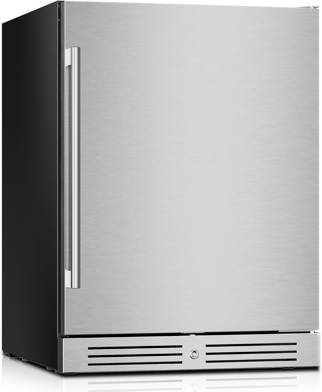 Yeego 24 Inch Beverage Refrigerator, 160-Can Beverage Cooler with Lock & Auto Defrost, Stainless Steel Indoor & Covered Outdoor Beverage Fridge, Freestanding or Under Counter for Beer, Soda & Wine