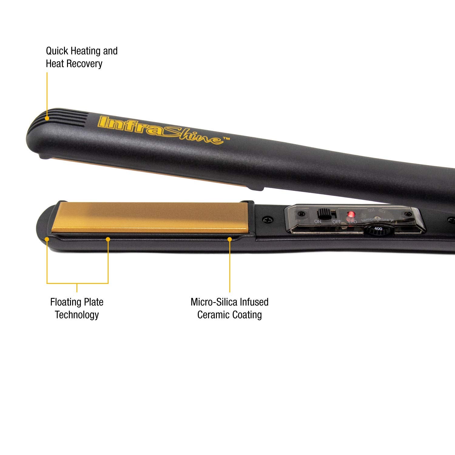 Original Medium Flat Iron, 1 inch, Black - Ceramic Floating Plates for Smooth, Shiny, Frizz-Free Hair - 1 Year Warranty, Made in Korea