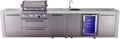 Mont Alpi Premium 145' Deluxe Stainless Steel Outdoor Kitchen Island with Refrigerator + Beverage Center Faucet & Sink + 32'W 4-Burner BBQ Grill + Granite Countertops + Storage + Rotisserie + Cover