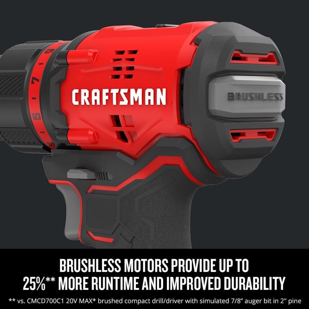 CRAFTSMAN V20* Cordless Brushless Compact 2 Tool Combo Kit (2 Batteries) (CMCK210C2)