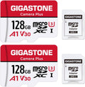 GIGASTONE 128GB Micro SD Card 2-Pack, Camera Plus, Compatible with GoPro, Security Camera, Dash Cam, Speed up to 100MB/s, 4K Video Recording, Micro SDXC UHS-I A1 V30 U3 Class 10