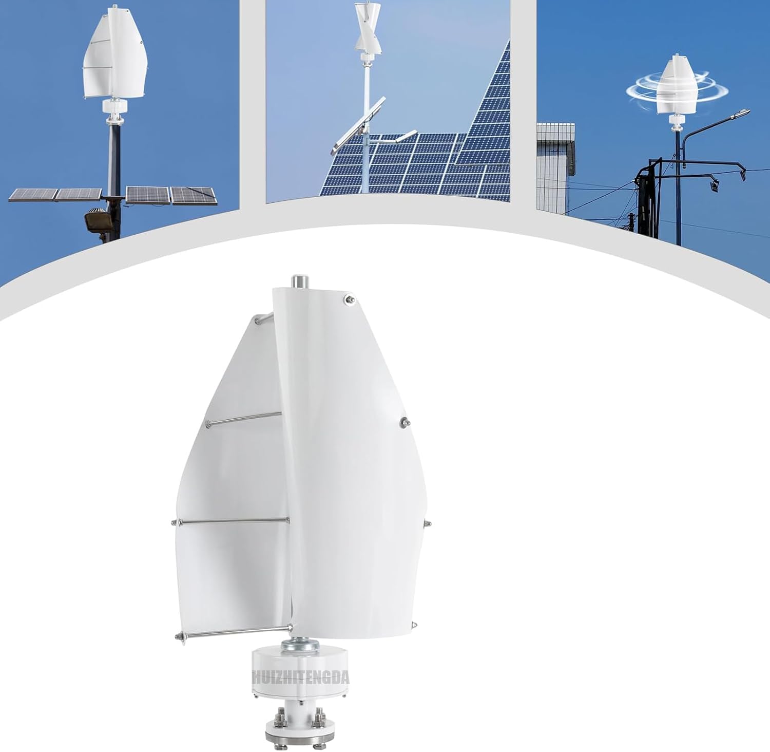 Vertical Spiral Wind Mill Turbine Portable Generator,1000W 12V 24V 48V 2 Blade Household Wind Turbine Generator Free Energy Windmill W/Controller(White)