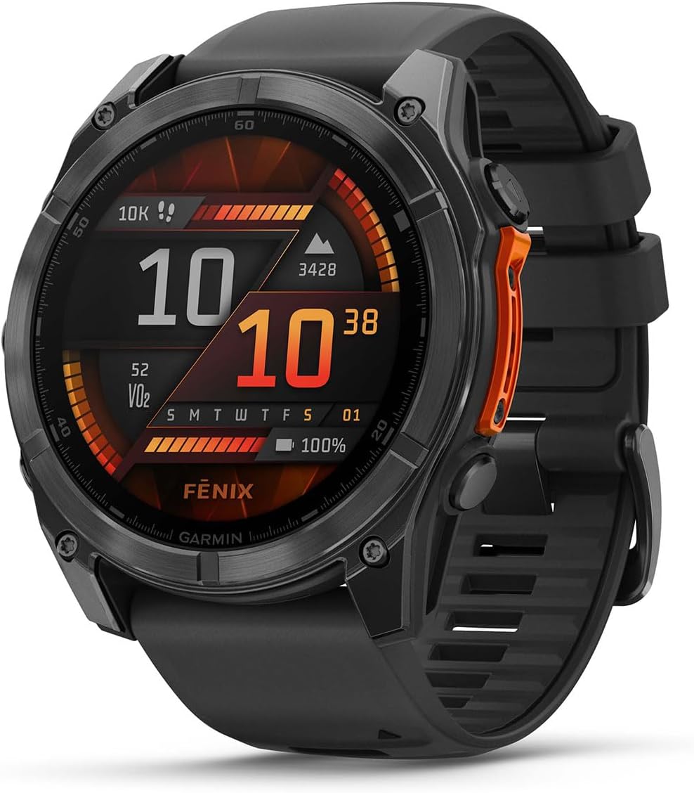 PlayBetter Garmin Fenix 8 AMOLED (51mm, Slate Gray/Black) Multisport GPS Smartwatch Bundle - 1.4' Touchscreen, Built-in LED Flashlight Wireless Running Earbuds