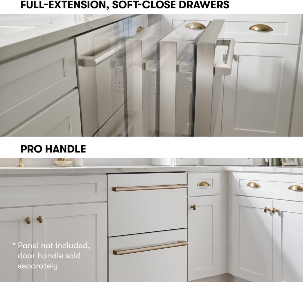 Zephyr Presrv 24 Inch Panel Ready Dual Zone Refrigerator Drawers Wine & Beverage Fridge, Wine Cooler Home Bar Under Counter, Energy Star Certified (Handles sold separately, Wood panels not included)