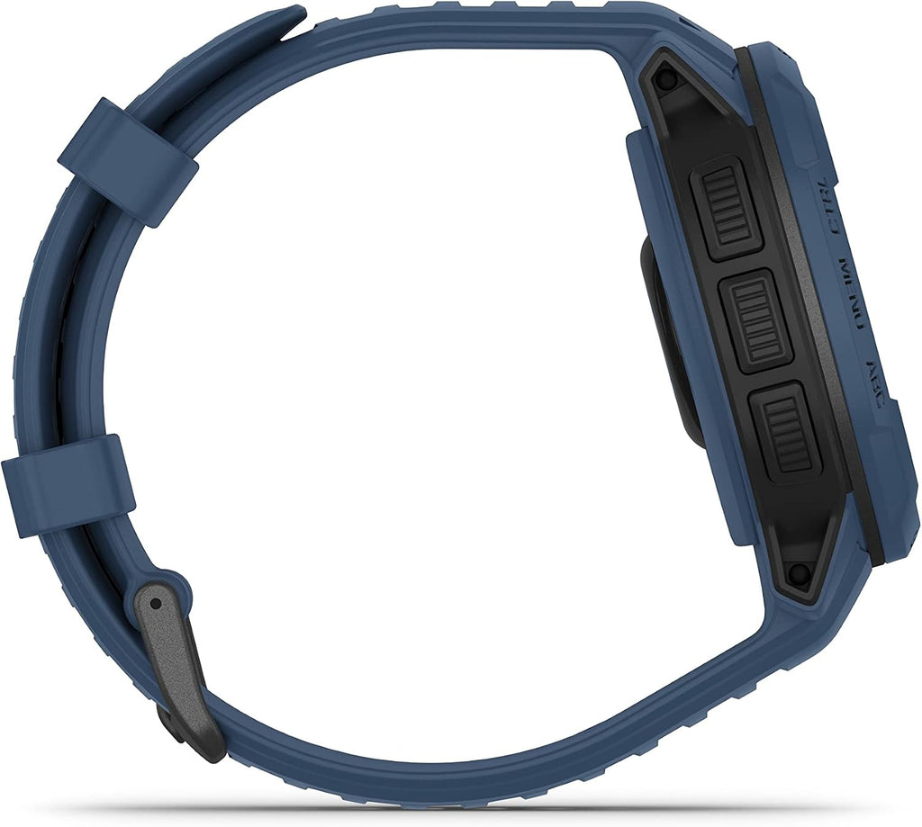 Garmin Instinct Crossover Solar, Rugged Hybrid Multisport GPS Smartwatch, Tidal Blue | Heart Rate Monitor, Analog Hands, Digital Display, Up to 28 Day Battery Life w/Signature Series Charging Bundle