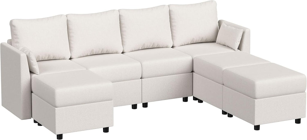 Huatean Home Modular Sectional Sofa, 7 Seat Modular Couch with Storage, Memory Foam, Convertible Sectional Couches for Living Room, L Shaped Comfy Modular Sofa with Chaise, Beige