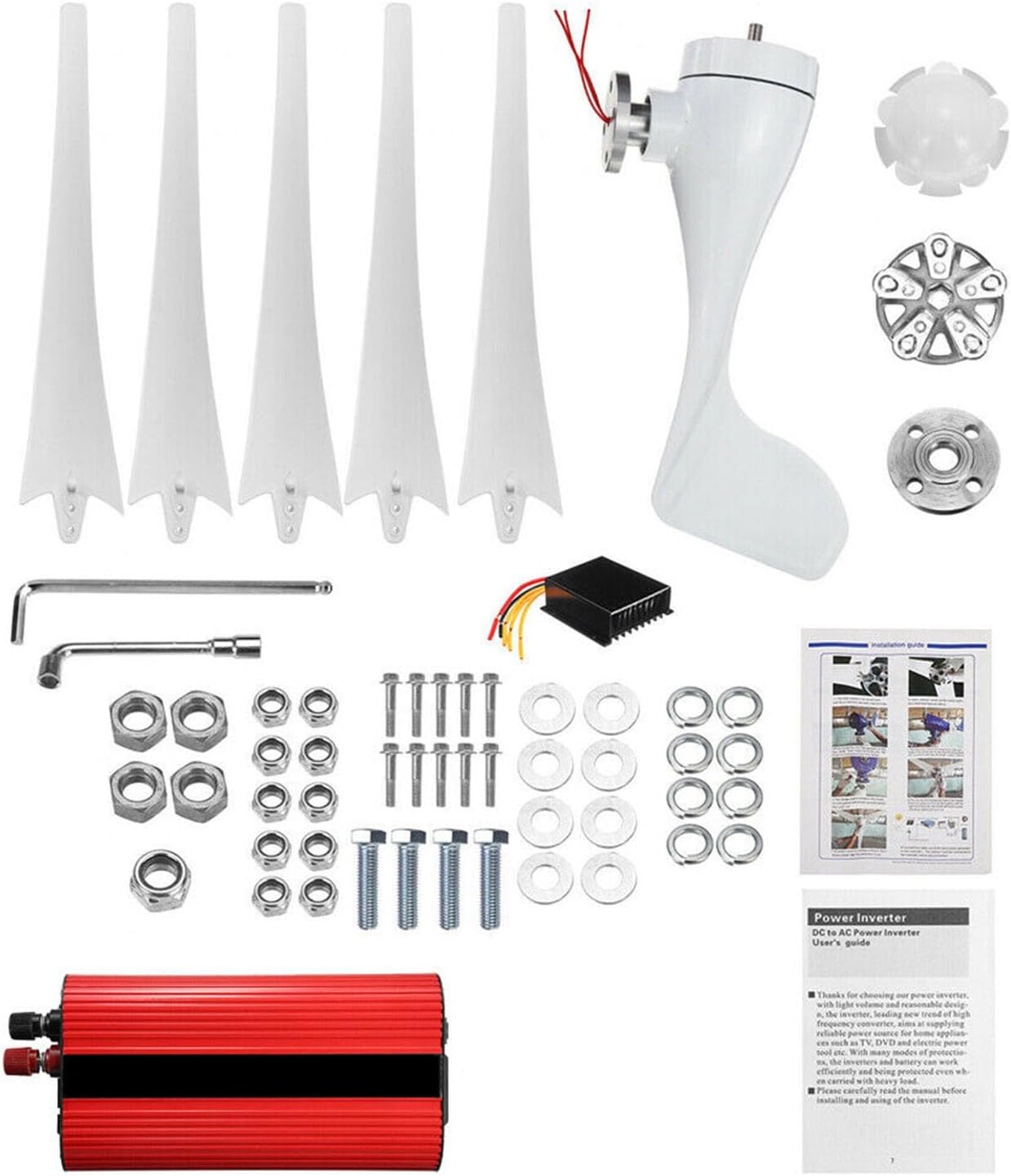 12V 24V 48V Wind Turbine Generator Kit 3000W Windmill with MPPT Controller Inverter Kit Wind and Solar Hybrid Power Generation System (Color : 12V)