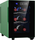 6 Bottle Wine Cooler, Freestanding Small Wine Fridge with 46-66℉ Digital Temperature Control Thermoelectric Wine Cooler, Countertop Wine Cooler for Wine Enthusiasts, 16L Wine Refrigerator(Green)