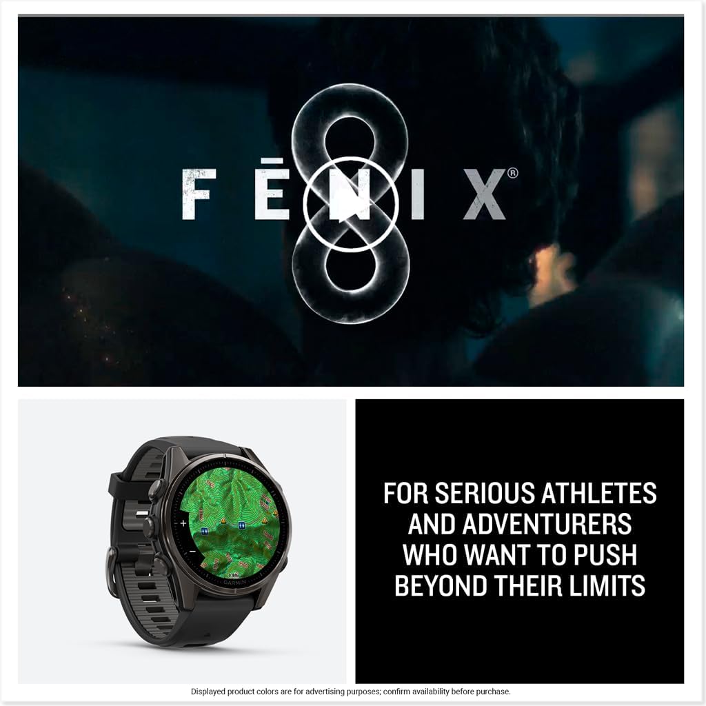 Garmin Fenix 8 Sapphire, 43mm Premium AMOLED Multisport GPS Smartwatch with inReach Technology, Health Tracking | Carbon Gray DLC Titanium/Pebble Gray with Signature Series Modern Power Stand