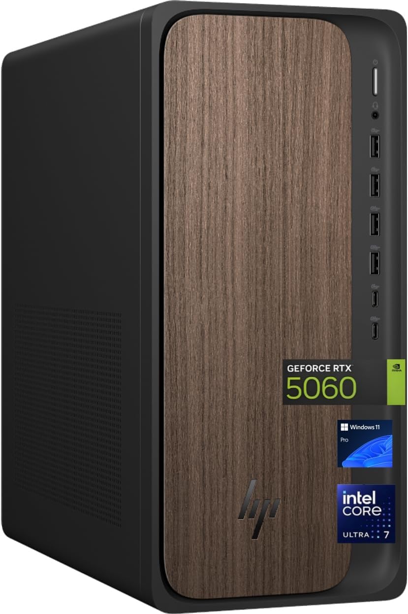 HP OmniDesk (M03-0060) Desktop PC, Intel Core Ultra 7 265, NVIDIA GeForce RTX 5060,32 GB DDR5 RAM,2TB SSD, Wi-Fi 6,Bluetooth 5.4,Wired KB & Mouse, Win 11 Pro Microsoft Copilot,(2025)