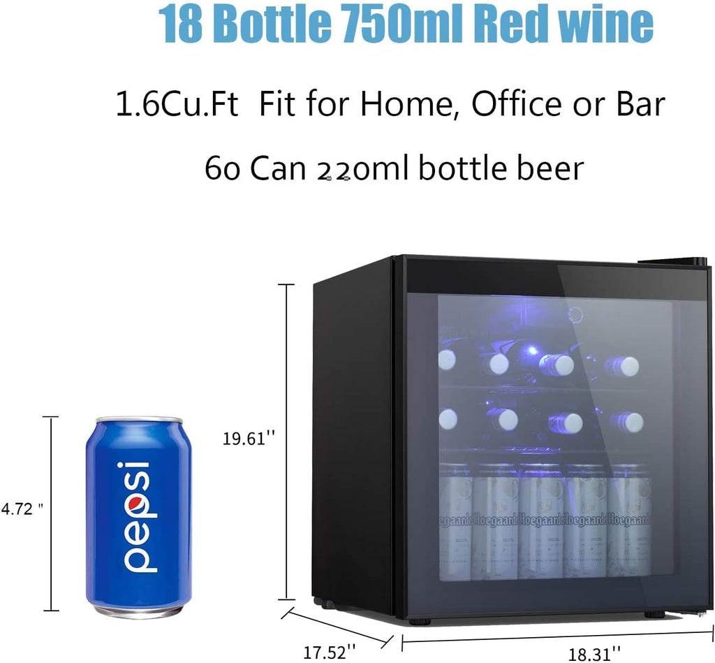 Antarctic Star Beverage Refrigerator Cooler - 60 Can Mini Fridge Glass Door for Soda Beer or Wine, Smoked Glass Door Small Drink Dispenser Machine for Home, Office or Bar, 1.6cu.ft.