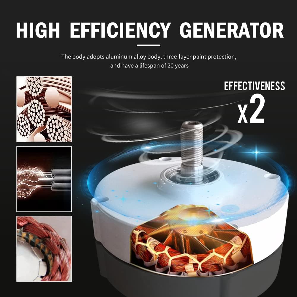 400RPM Low Speed Permanent Magnet, 12V 24V 48V 3000W AC Generator Permanent Magnet Alternator Coreless Maglev for Solar Panel Wind Turbine (White)