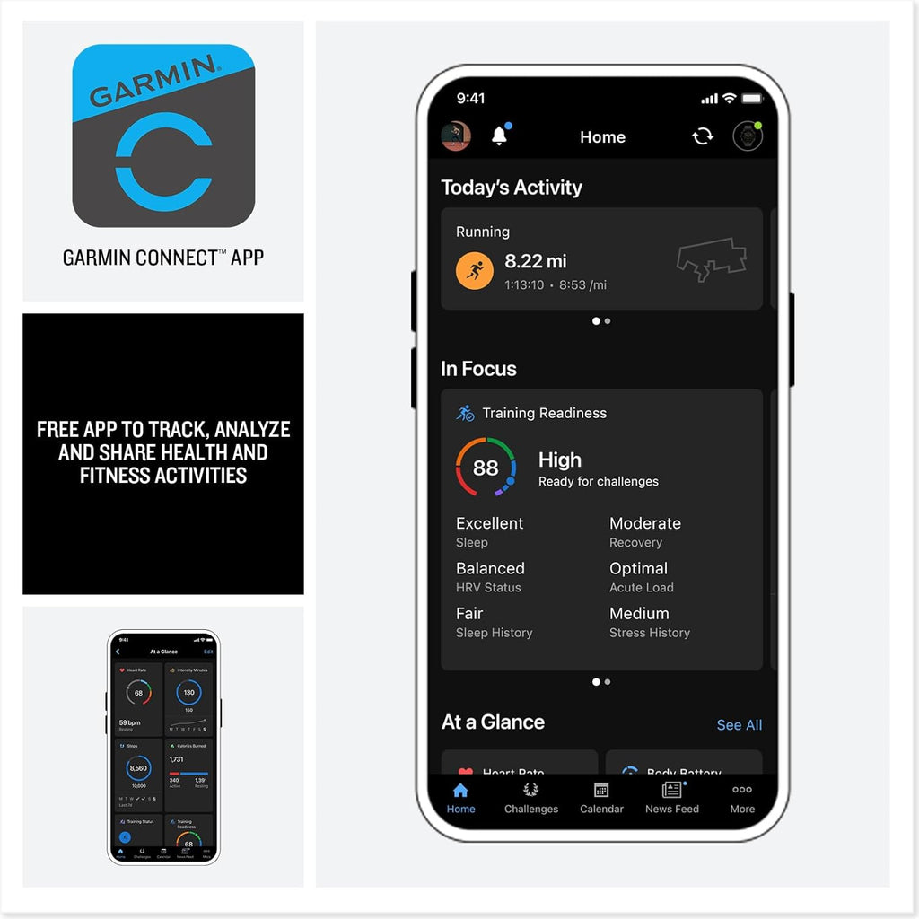 Garmin Forerunner 570 Running Smartwatch, 42MM WiFi, GPS Fitness Watch for Men and Women, Cloud Blue Aluminum with Translucent Whitestone/Cloud Blue Band + Access 600 Fitness Monitor XS-S + More