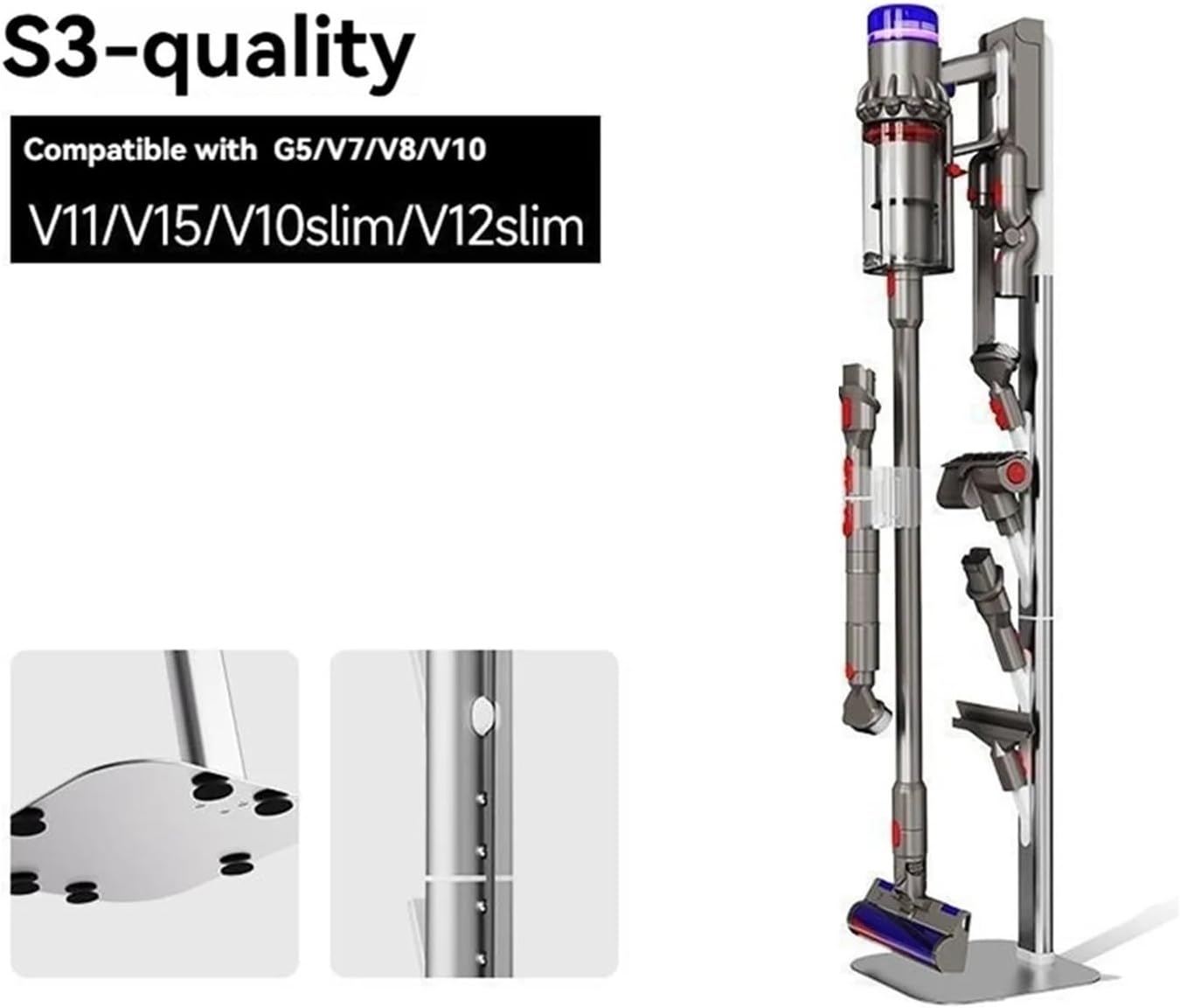 ABFI Aluminum Vacuum Cleaner Bracket ， Compatible For Dyson ， V7/V8/V10/V11/V15/SV10/SV12/V10silm/V12silm Organizer Stand