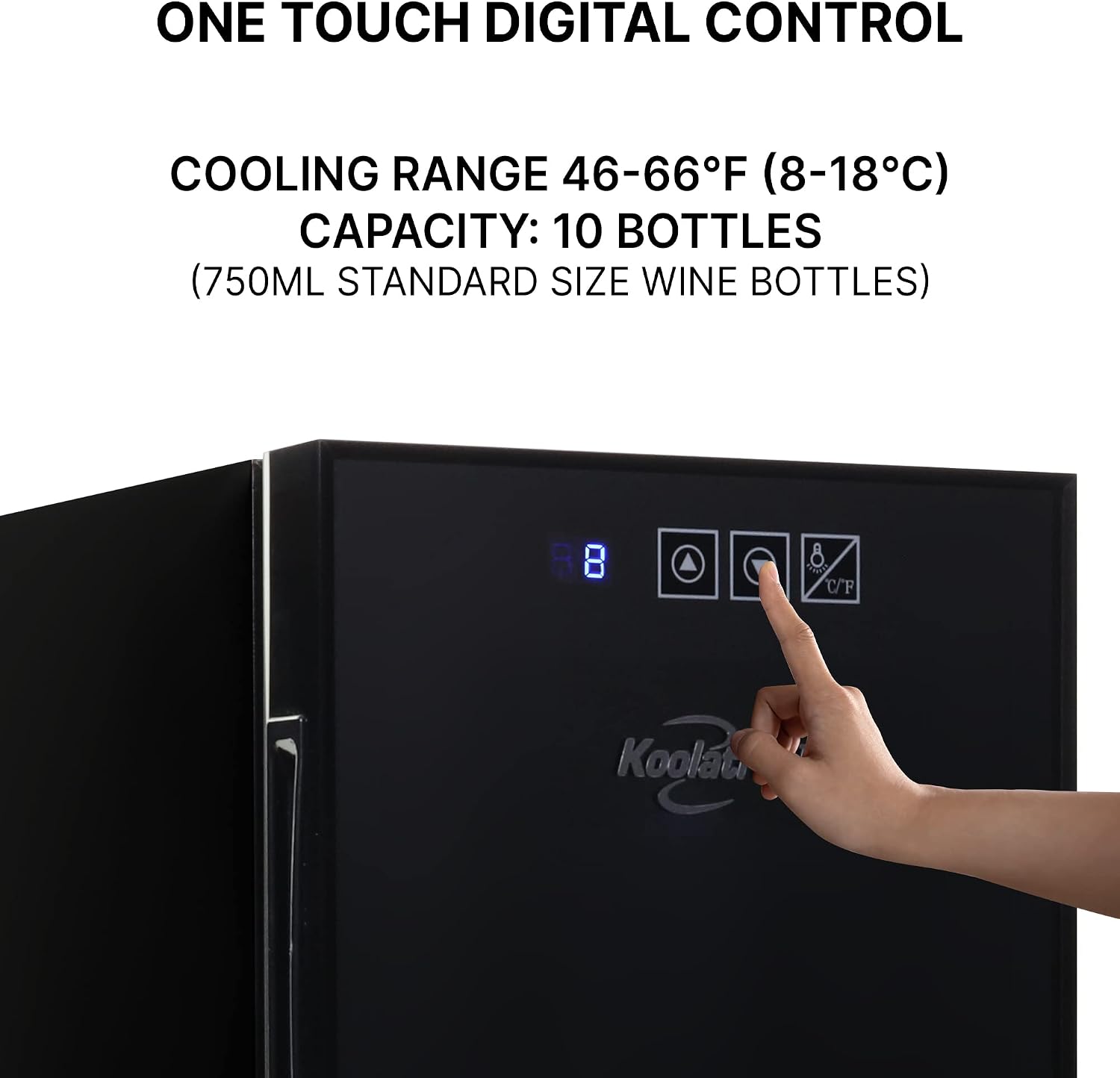 Koolatron 10 Bottle Wine Cooler, Black, Thermoelectric Wine Fridge, 1 cu. ft. Freestanding Wine Cellar, Red, White and Sparkling Wine Storage for Small Kitchen, Apartment, Condo, RV