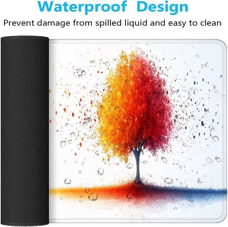 Mouse Pad White Desk Mat Large 1600X800X3mm XXL Waterproof Mousepad with Stitched Edges and Non-Slip Base, Extended Gaming Mouse Pad Tree Keyboard Pad Desk Accessories for Women, Office Decor F1-131
