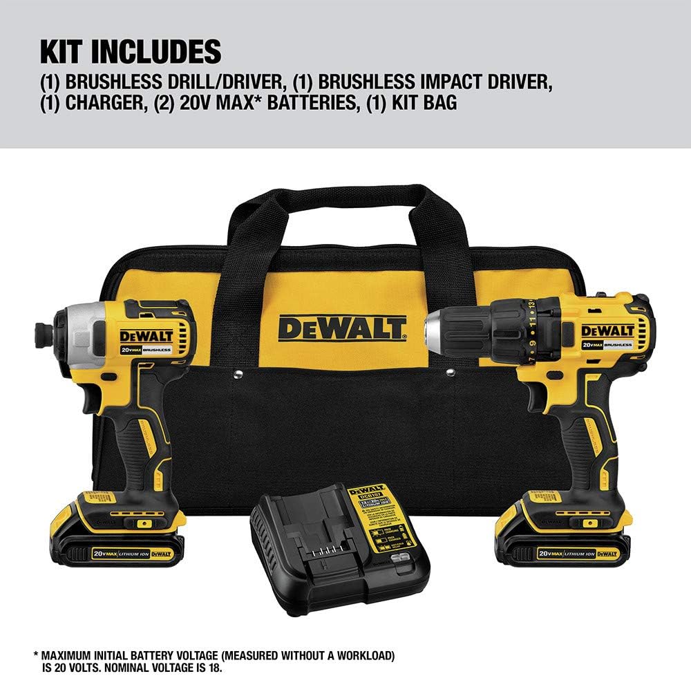 DEWALT 20V MAX Cordless Drill Combo Kit with Battery and Charger Included (DCK277C2)