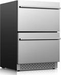 24 Inch Outdoor Drawer Refrigerator, Stainless Steel Door Under Counter Drawer Fridge Freestanding or Built-in, Beverage Cooler Refrigerator for Home Kitchen Commercial,Fast Cool,Low Noise