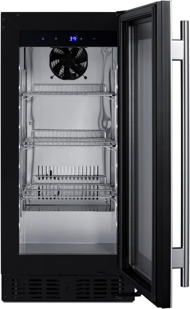 Summit Appliance Shallow Depth 15 in. 23-Bottle Wine or 40-Can Beverage Cooler in Stainless Steel- ASDG1521V1