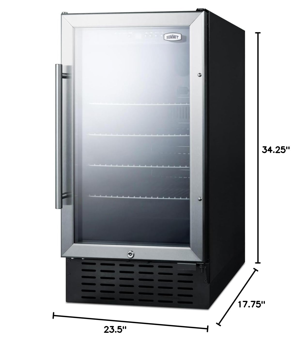 Summit 18' Built In Beverage Center, 2.7 cu.ft. Capacity, Stainless Steel & Glass- SCR1841B